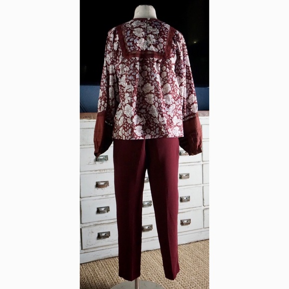 Anthropologie Sasha Button Fly Wine Trousers New 4 - Picture 10 of 16